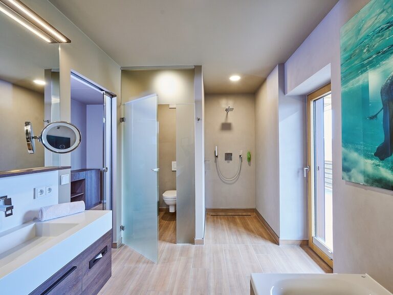 Round View Suite Badezimmer im Hotel Der Birkenhof