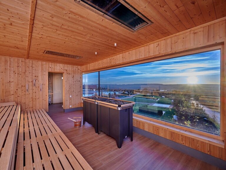 Die Sauna im Hotel Der Birkenhof mit entspannender traumhafter Aussicht.
